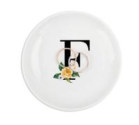 UanMere Support d'ornement, plat à bijoux en céramique pour bijoux e l'alphabet anglais, initiale personnalisée, collier rond personnalisé, cadeau de fête des mères, cadeau pour enseignant, 10,2