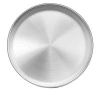 Uanqfegy Assiettes à dîner en acier inoxydable de 34cm, plateaux de service ronds polis miroir pour la cuisine à usage polyvalent