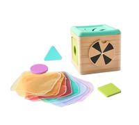 Uanqfegy Boîte à mouchoirs en Bois pour bébé, Jouet sensoriel éducatif avec écharpe en Soie et Blocs Miroir pour Nourrissons, Tout-Petits, garçons et Filles, Cadeaux