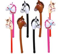 Uanqfegy Cheval Gonflable en bâton 8 pièces - Ballon Cheval en PVC Souple Anti-Fuite coloré avec Bord d'étanchéité, Jouets pour bébé pour Fournitures de fête d'anniversaire à thème