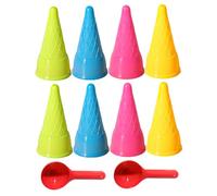 Uanqfegy Cornet de crème glacée et cuillères en Plastique, Jouets de Sable, 8 pièces, Ensemble Jeu crème glacée pour Enfants, Plage et Jeux Simulation en Plein air