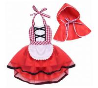 Uanqfegy Costume du petit chaperon rouge, ensemble de robe de soirée cosplay pour bébé fille avec cape, tenue séance photo vacances pour enfants, S