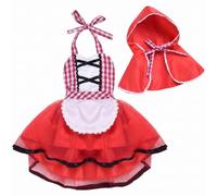 Uanqfegy Costume du petit chaperon rouge, ensemble de robe de soirée cosplay pour bébé fille avec cape, tenue séance photo vacances pour enfants, L