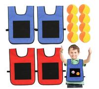 Uanqfegy Ensemble de Ballon Dodgeball Collant-8 balles de Sport et 4 Gilets avec Sangles, Jeu Cible Lancer interactif pour Enfants en Plein air