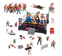 Uanqfegy Ensemble de Jeu d'anneau de Lutte Dynamique avec Tapis à Ressort, Jouet d'anneau Lutte avec Cordes Flexibles pour Figurines 'Action Enfants collectionneurs, carré