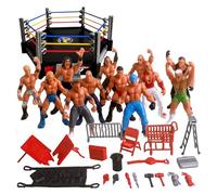 Uanqfegy Ensemble de Jeu d'anneau de Lutte, Tapis à Ressort et Cordes Flexibles, Jouet d'anneau Lutte Dynamique pour Figurines 'Action, collectionneurs pour Enfants/Hexagonal