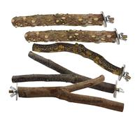 Uanqfegy Ensemble de perchoirs à Oiseaux en Bois Naturel, 5 pièces, perchoir à Perroquet Facile Installer pour Cage Petits Oiseaux