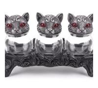 Uanqfegy Ensemble de Pots à épices Vintage 3 pièces, Pots d'apothicaire avec couvercles, Rangement en Verre tête de Chat sur Plateau en résine, 7, 87 × 3, 94 ×, 15 Pouces