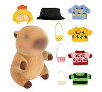 Uanqfegy Ensemble de vêtements de poupée Capybara en Peluche 10 Pouces, Accessoires d'animaux en Peluche Comprenant 4 Pulls, 2 Chapeaux et 3 Sacs pour Filles et garçons