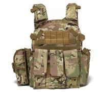 Uanqfegy Gilet Airsoft, porte-plaque Molle multifonctionnel - gilet respirant réglable pour l'extérieur, l'entraînement, la sécurité (Camouflage)