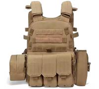 Uanqfegy Gilet Airsoft, porte-plaque Molle multifonctionnel - gilet respirant réglable pour l'extérieur, l'entraînement, la sécurité (kaki)