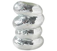 Uanqfegy Jardinière Boule Disco argentée - Vase Miroir de 15, 2 cm avec Motif mosaïque en Spirale, Pot de Fleur Unique pour Plantes Grasses, Centre Table, décoration d'intérieur