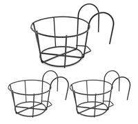 Uanqfegy Jardinière de Balcon en métal Robuste 3 pièces Support de Pots Fleurs Suspendus Ronds - Panier Suspendu jardinière Garde-Corps Peu encombrant pour Balcon Jardin intérieur extérieur
