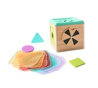 Uanqfegy Jouet de boîte à mouchoirs pour bébé, boîte en Bois sensorielle éducative avec Miroir de Blocs d'écharpe en Soie, Enfant en Bas âge pour garçon Fille