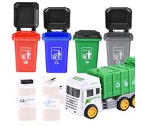 Uanqfegy Jouet de Camion à ordures - Jeu de Classification avec 4 poubelles et Cartes Flash, Recyclage la Gestion des déchets
