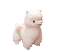 Uanqfegy Jouet en Peluche Lama de Dessin animé, poupée en Tissu d'alpaga pour Enfants, câlin Doux Blanc pour Filles et garçons