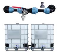 Uanqfegy Kit de dérivation de Baril Pluie Robuste pour 2 barils - Robinet en Laiton nickelé avec Tuyau PE pour Transfert d'eau IBC Tote