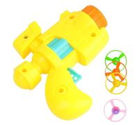 Uanqfegy Lanceur de Jouets interactif Brillant pour Chat pour Jouer en intérieur et en extérieur - Comprend 1 Lanceur et 4 disques d'hélice (Jaune)