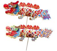 Uanqfegy Lanterne Chinoise en Papier Dragon, 2 lanternes en Papier Mignonnes avec Poteau pour Les décorations du Nouvel an Chinois