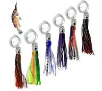 Uanqfegy Leurres de pêche en Eau salée-6 pièces leurres artificiels de pêche à la traîne calmar, PVC Souple avec Crochet Pointu et Sac en Filet 6.3 Pouces