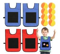 Uanqfegy Lot de 4 balles Dodgeball avec Gilets, 8 balles de Sport, 4 Gilets Balle Collante, Jeu Cible interactif pour Enfants Jouant en Plein air