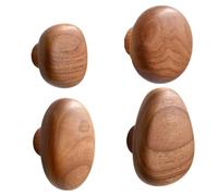 Uanqfegy Lot de 4 crochets muraux en bois très résistants - Crochets muraux en bois naturel, boutons d'armoire décoratifs en forme de galet pour suspendre des serviettes, des sacs à vêtements