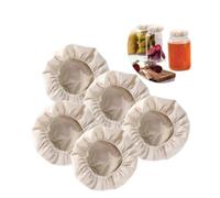 Uanqfegy Lot de 5 couvercles de bocaux démarrage au levain - Couvercles Fermentation élastiques pour Coton Biologique Non Blanchi 10, 2 à 11, 4 cm pour démarreurs Pain au kéfir