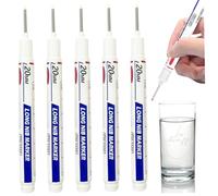 Uanqfegy Lot de 5 marqueurs permanents pour trous profonds à pointe longue avec échelle, marqueur de construction étanche à séchage rapide pour métal et bois (blanc)