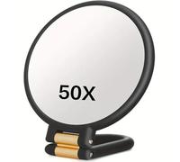 Uanqfegy Miroir de Maquillage grossissant 50X, Miroir portatif/Mural Double Face avec poignée réglable à 360 ° pour Les Soins de la Peau et la beauté