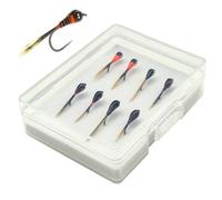 Uanqfegy Mouches de pêche à la Mouche - 8 pièces/boîte leurres de pêche en Acier au Carbone sans ardillon, Mouches lestées pour Truite, Bar, Saumon