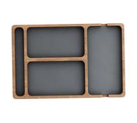 Uanqfegy Plateau de voiturier en Bois avec Incrustation en Cuir, Organisateur de Table Nuit à Compartiment, Plateau Attrape-Tout pour clés, téléphone, Portefeuille, Montre, écouteurs