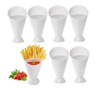 Uanqfegy Porte-frites 6 pièces - Tasse à tremper en plastique pour cône de frites avec saucière amovible, porte- blanc pour collation à 6, 30 x 3, 86