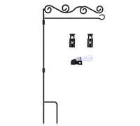 Uanqfegy Support de Drapeau de Jardin en Fer avec Clip Coupe-Vent et 2 Boucles à Ressort - Supports Drapeau Jardin pour Support Cour extérieure pour décoration extérieure