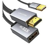 UANTIN Adaptateur HDMI vers DisplayPort | Convertisseur actif 4K@60Hz HDMI 2.0 mâle vers DP 1.2 femelle unidirectionnel Câble HDMI support HDCP 2.2 pour PC, AMD, NVIDIA, Dell, HP, Mac, NS, PS5, Xbox