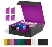 UAONO Boîte de rangement pour cartes à collectionner, plus de 2400 cartes MTG Commander avec 24 séparateurs colorés, étui pour cartes de jeu Magic TCG PTCG (noir et violet)