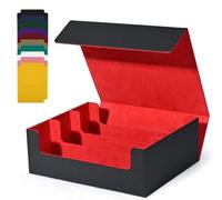 UAONO Boîte de rangement pour cartes - Étui Commander Deck en cuir synthétique avec fermeture magnétique pour cartes de jeu Magic Game (noir et rouge)