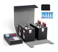 UAONO Boîte de rangement pour cartes MTG Commander Deck 5 en 1 avec écran pour plus de 400 cartes pochettes double face - Étui de protection pour MTG/PTCG/Yugioh/TCG avec compartiment cube (noir)