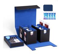 UAONO Boîte de rangement pour cartes MTG Commander Deck 5 en 1 avec écran pour plus de 400 cartes pochettes double face - Étui de protection pour MTG/PTCG/Yugioh/TCG avec compartiment cube (noir bleu)
