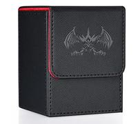 UAONO Boîte de rangement pour cartes Yugioh MTG, plus de 100 étuis avec 2 séparateurs pour cartes TCG CCG, boîte de rangement en cuir synthétique compatible avec les cartes à collectionner (noir et