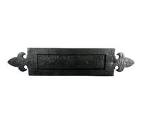 UAP Boîte aux lettres en fonte avec motif fleur de lys, plaque aux lettres traditionnelle avec ouverture à 180°, durable, facile à installer, plaque aux lettres (Fleur de LYS)