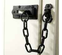 UAP Chaîne de porte coulissante en fer noir - Chaîne de porte coulissante pour porte d'entrée, chaîne de sécurité de sécurité, loquet de porte antivol, limiteur de porte en fonte