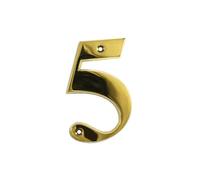 UAP Numéros de maison - 7,6 cm - Numéro de porte à vis pour porte d'entrée, numéro d'adresse à visser pour portes et portails, police romaine (numéro 5, PVD or)