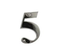 UAP Numéros de maison - 7,6 cm - Numéro de porte à vis pour porte d'entrée, numéro d'adresse à visser pour portes et portails, police romaine (numéro 5, chrome poli)