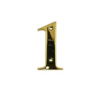 UAP Numéros de maison - Chiffres de porte de 7,6 cm à vis pour porte d'entrée, numéro d'adresse à visser pour portes et portails, police de lettres romaine (numéro 1, PVD doré)