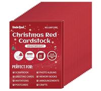 UAP13RE Lot de 25 feuilles de papier cartonné de Noël rouge - 21,6 x 27,9 cm - Couverture double face de 38,6 kg - Papier cartonné épais 250 g/m² pour loisirs créatifs, cartes de visite, décoration de