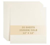 UAP34CM20 Lot de 20 feuilles de papier cartonné blanc crème 30,5 x 30,5 cm 250 g/m² épais pour Cricut, scrapbooking, travaux manuels, fabrication de cartes