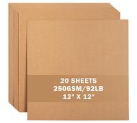 UAP34DB20 Lot de 20 feuilles de papier cartonné kraft marron 30,5 x 30,5 cm 250 g/m² épais pour Cricut, scrapbooking, travaux manuels, fabrication de cartes