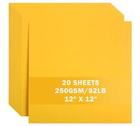 UAP34GY20 Lot de 20 feuilles de papier cartonné jaune doré 30,5 x 30,5 cm 250 g/m² épais pour Cricut, scrapbooking, travaux manuels, fabrication de cartes