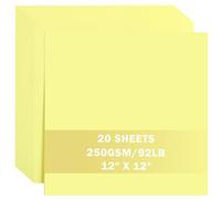 UAP34LY20 Lot de 20 feuilles de papier cartonné jaune clair 30,5 x 30,5 cm 250 g/m² épais pour Cricut, scrapbooking, travaux manuels, fabrication de cartes