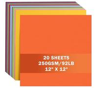 UAP34MX20 Lot de 20 feuilles de papier cartonné épais de 250 g/m² de 20 couleurs assorties 30,5 x 30,5 cm pour Cricut, scrapbooking, travaux manuels, fabrication de cartes